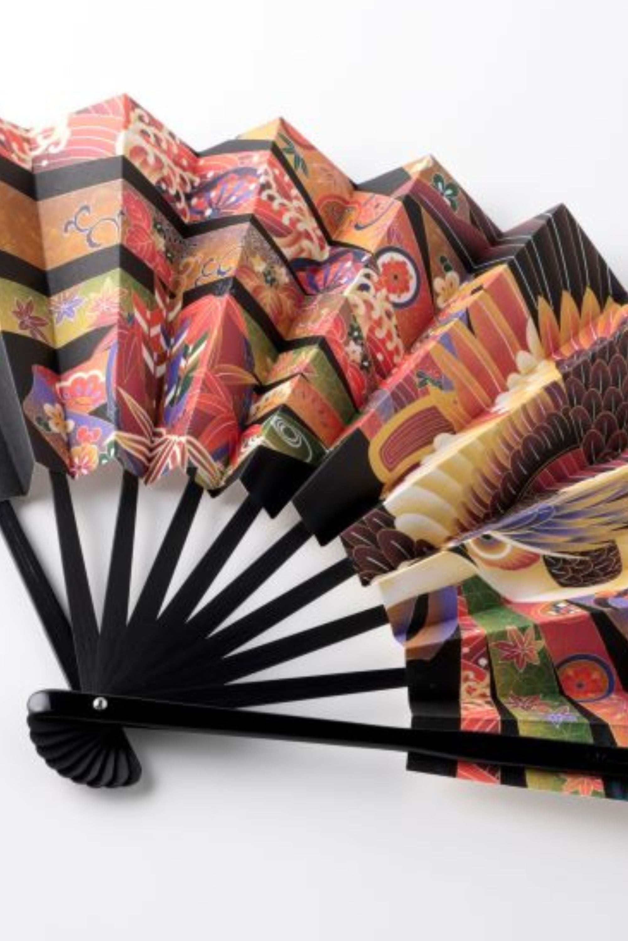 飾り扇子】束ね熨斗鷹文/Hawk with Bundling Noshi Design：紅緋色