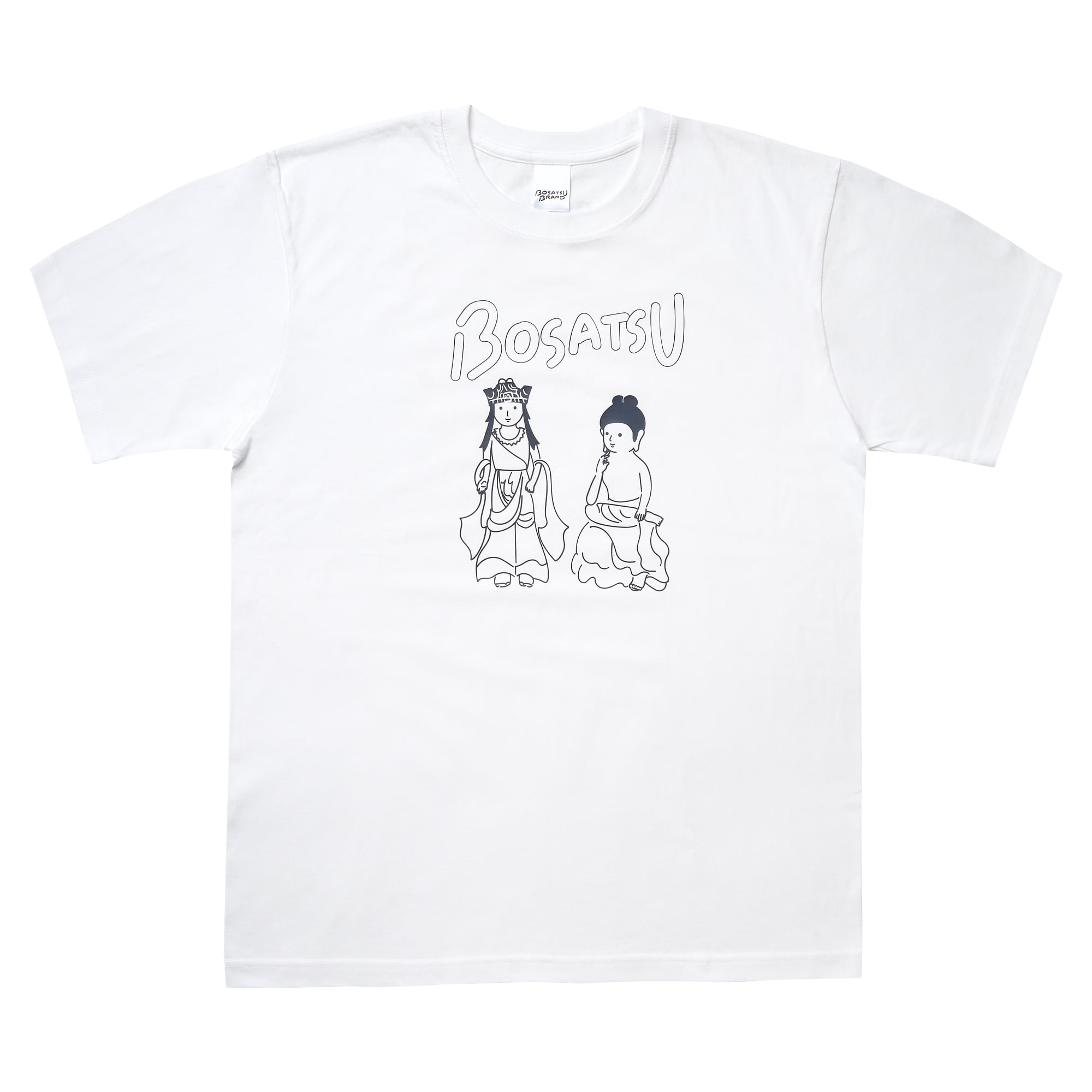 百済観音と菩薩半跏 Tシャツ (プリント) ホワイト 6.2oz | BOSATSU