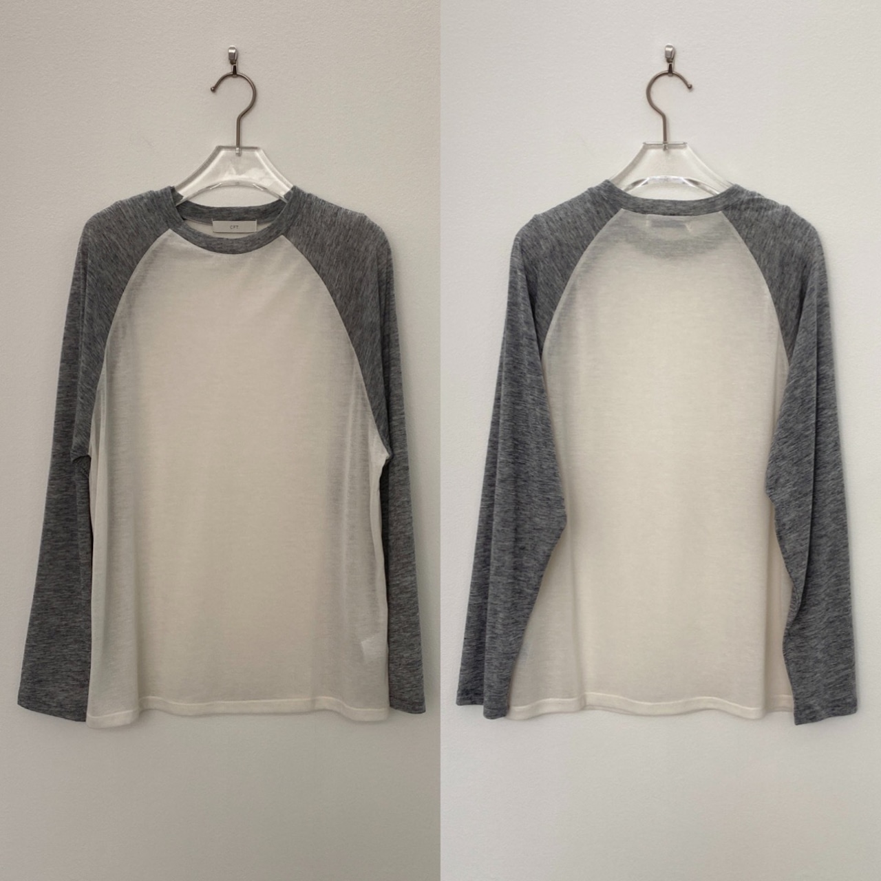 シアーラグランルーズロンTee/グレー×ホワイト