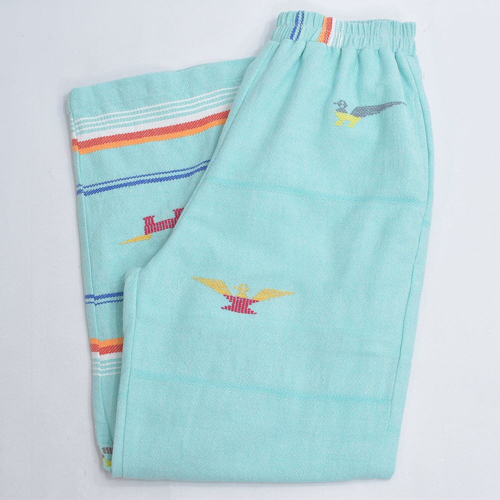 Remakeリメイク 再構築 パッチワーク&アニマルデザイン ルーズシルエット コットン イージーパンツ 古着 裏地付き W64~100cm