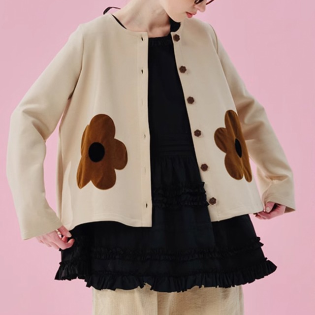 ふわっと広がるシルエット♡♡ imakokoniのPOPフラワーアップリケジャケット 《i0550》