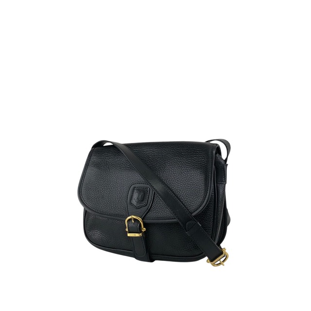 CELINE セリーヌ ショルダーバッグ ブラック ブラゾン型押し フロントバックル レザー vintage ヴィンテージ オールド 4n3ttr