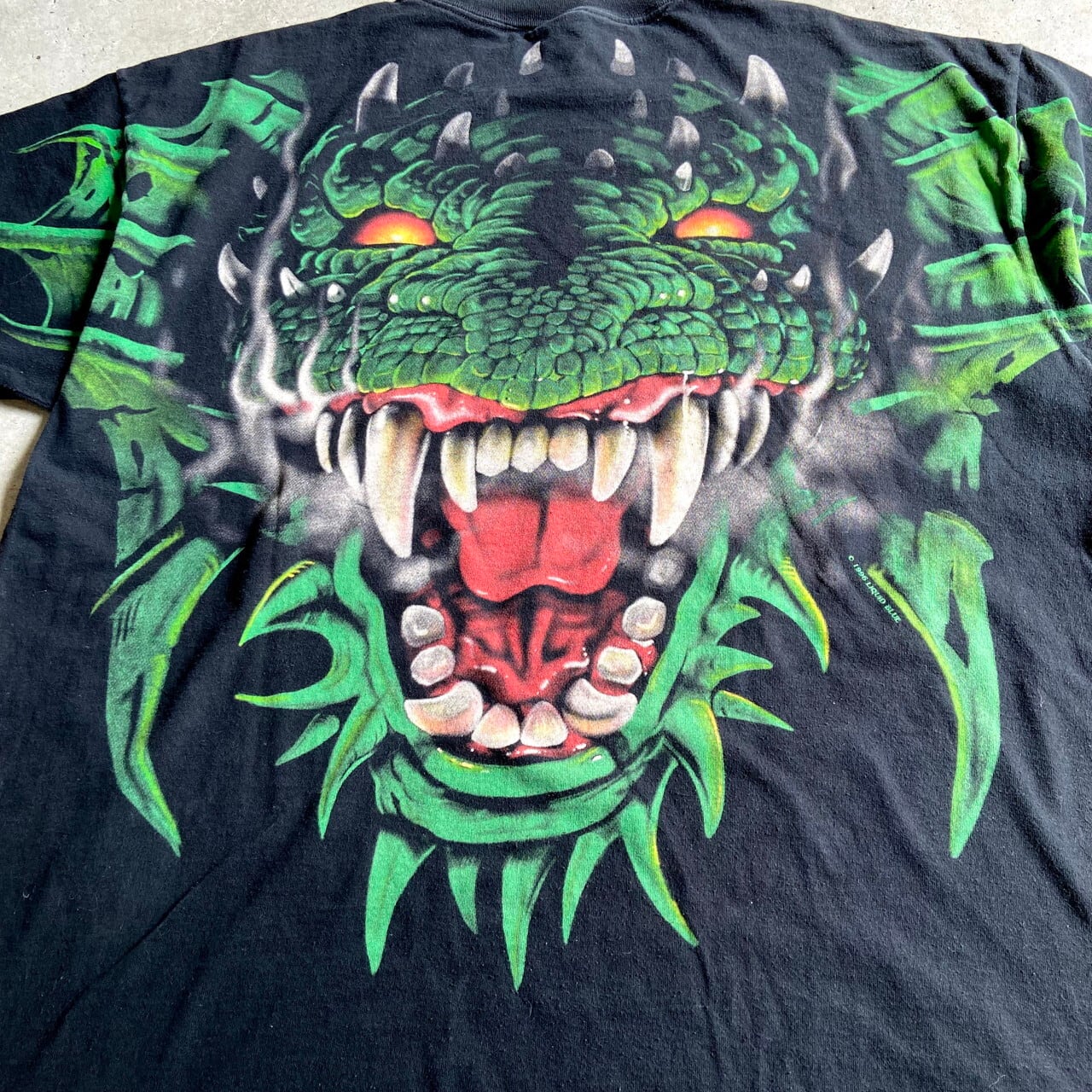 ビッグサイズ 90年代 LIQUID BLUE ドラゴン オーバープリントTシャツ 