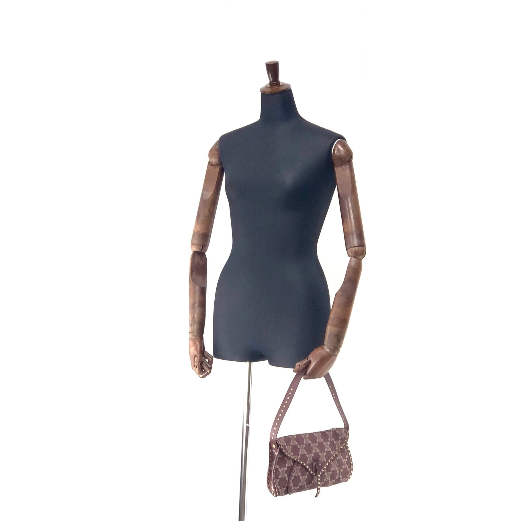 CELINE セリーヌ パリマカダム ロゴ スタッズ デニム×レザー CELINE セリーヌ パリマカダム ロゴ スタッズ デニム×レザー