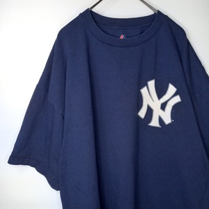 マジェスティック　ヤンキース　Tシャツ　半袖ジーター　両面プリント　ネイビー