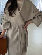 【25aw】Wool 100% Shawl-collar Long Coat_3colors