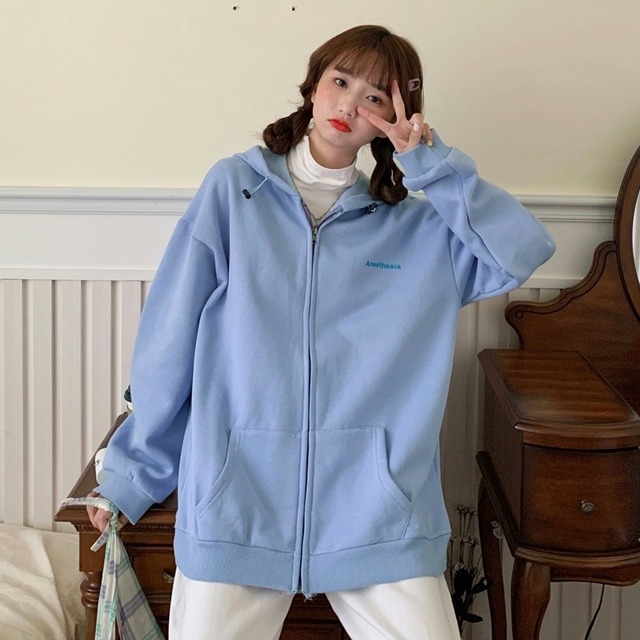 ルーズ薄手ジッパーセーター レディースオータムソリッド カラーカジュアルカーディガンジャケット ポケットトップス 秋物 ソリッドカラー YY-ファッション46478439995