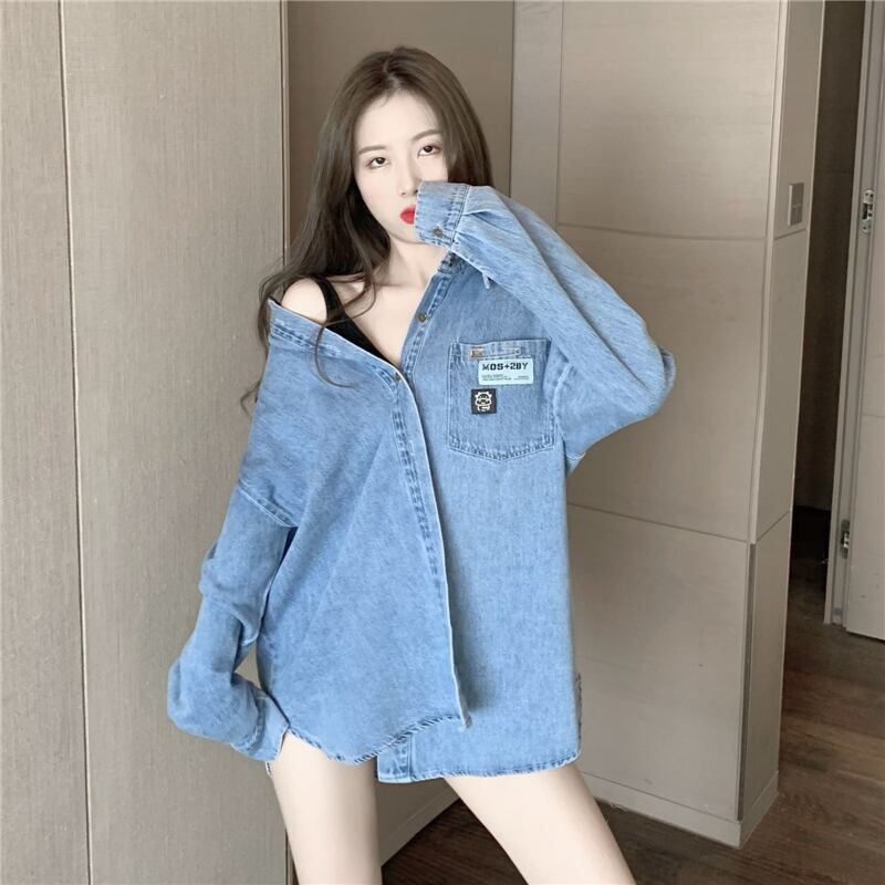 シャツ スプリングスタイルルーズ薄手ジャケット ポケットレッド ロング 春物 ドラファッションホール55406045538