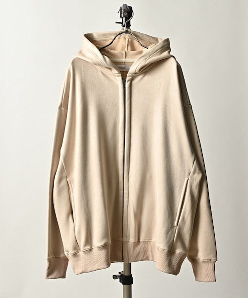 ATELANE Fleece lining suede punch zip hoodie (IVO) 23A-24000