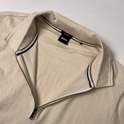 BOSS ボス SLIM FIT MERCERISED ハーフジップ 半袖 ポロシャツ L/ライトベージュ メンズ