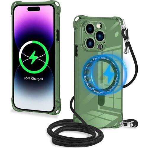 新品》 iPhone 15 Pro 用 ケース クリア グリーン MagSafe対応 