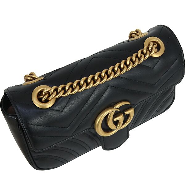 グッチ GGマーモント スモール チェーン 2WAY ショルダー ハンドバッグ 斜め掛け スパンコール レザー ブラック シルバー金具 446744 GUCCI（未使用　展示品） GUCCI（グッチ） （未使用 展示品）グッチ GUCCI GGマーモント
