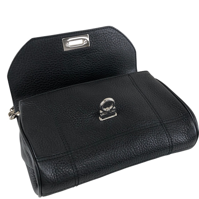 Salvatore Ferragamo サルヴァトーレ フェラガモ ショルダーバッグ ブラック ガンチーニ レザー チェーン ミニバッグ vintage ヴィンテージ オールド sj8amk