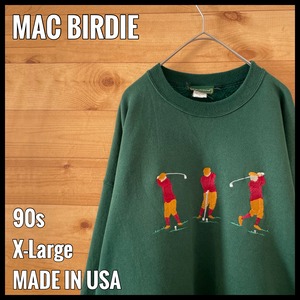 【MAC BIRDIE】90s USA製 スウェット トレーナー ゴルフ スウィング 刺繍 ディープグリーン XL オーバーサイズ US古着