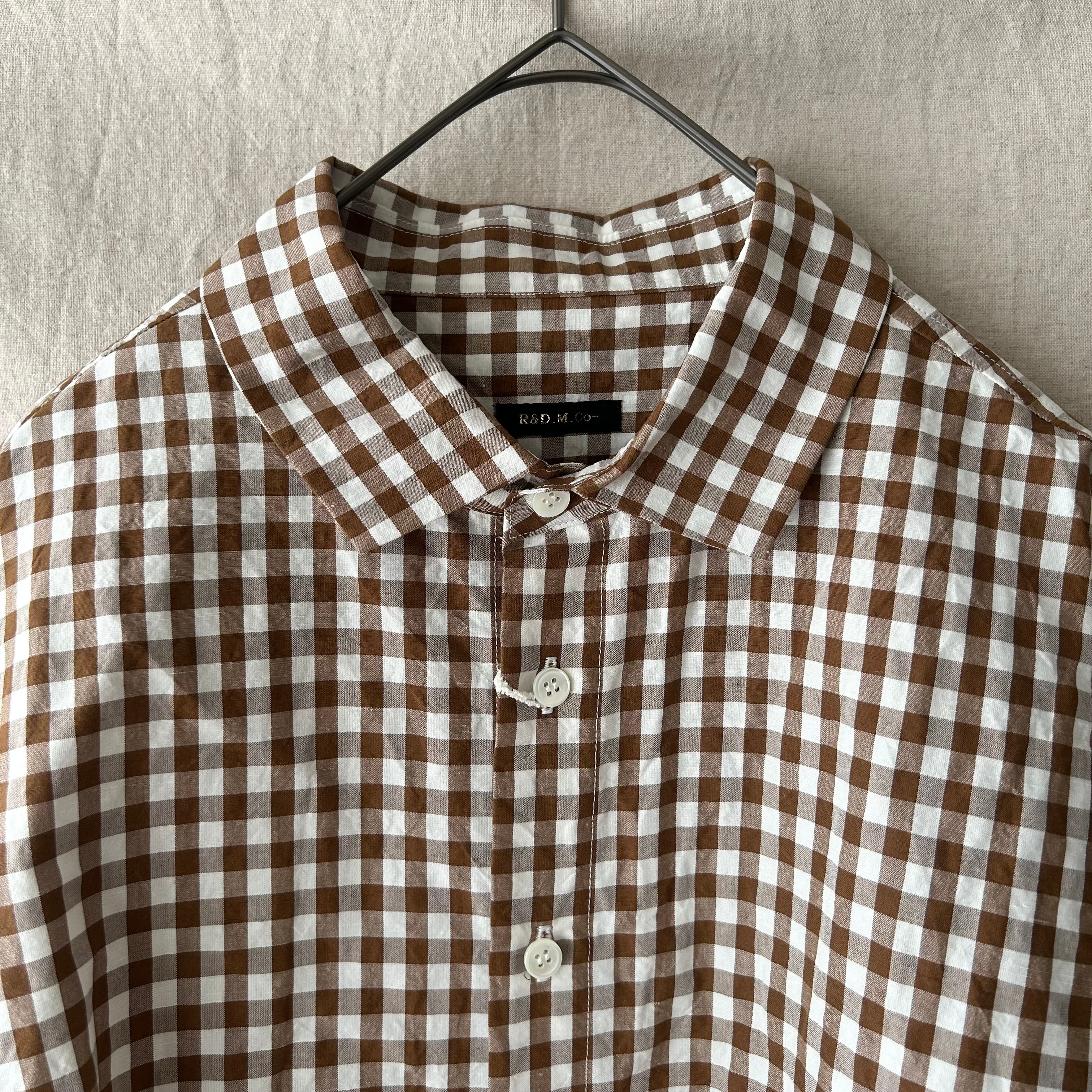 R&D.M.Co- オールドマンズテーラー リネン ギンガムチェック ジャケット R&D.M.Co- オールドマンズテーラー GINGHAM CHECK OVER SIZE H/ TSHIRT