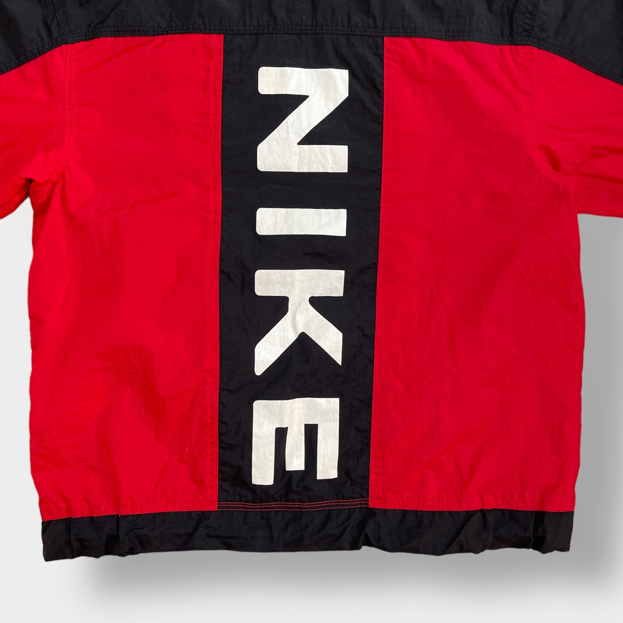 NIKE 90s 白タグ ナイロンジャケット ジャンパー フルジップ バイカラー バックロゴ ビッグロゴ スウッシュ ビンテージ ナイキ S US古着