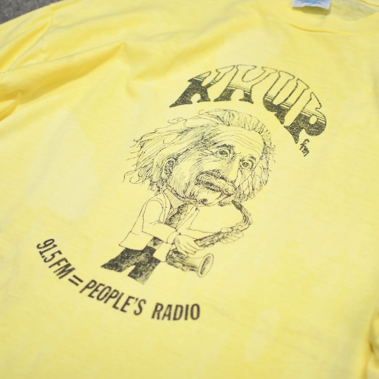 90's KKUP fm Einstein print tee over dye