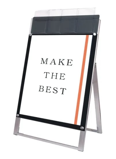 ポスター用スタンド看板マグネジ パンフレットケース付 B2片面ブラック(屋外用)