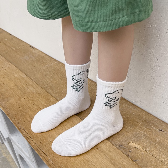 【即納】恐竜柄のクルーソックス 5足セット