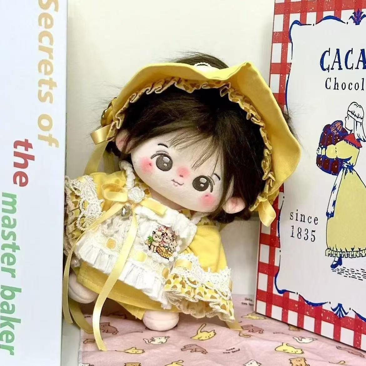 20cmぬいぐるみ用 レトロ ワンピース+リボントップス+ヘアリボン+