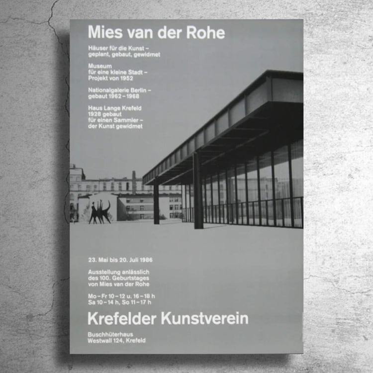 建築家『ミース・ファン・デル・ローエ』1986年ドイツでの展示ポスター-