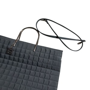 COURREGES gray nylon quilting metal handle bag