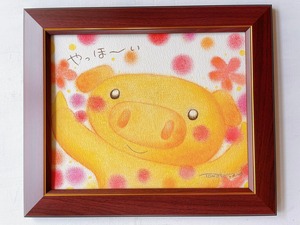 【原画】送料無料 豚の絵 ぶた ブタ 癒し ホスピタルアート ヒーリングアート プレゼント ギフト