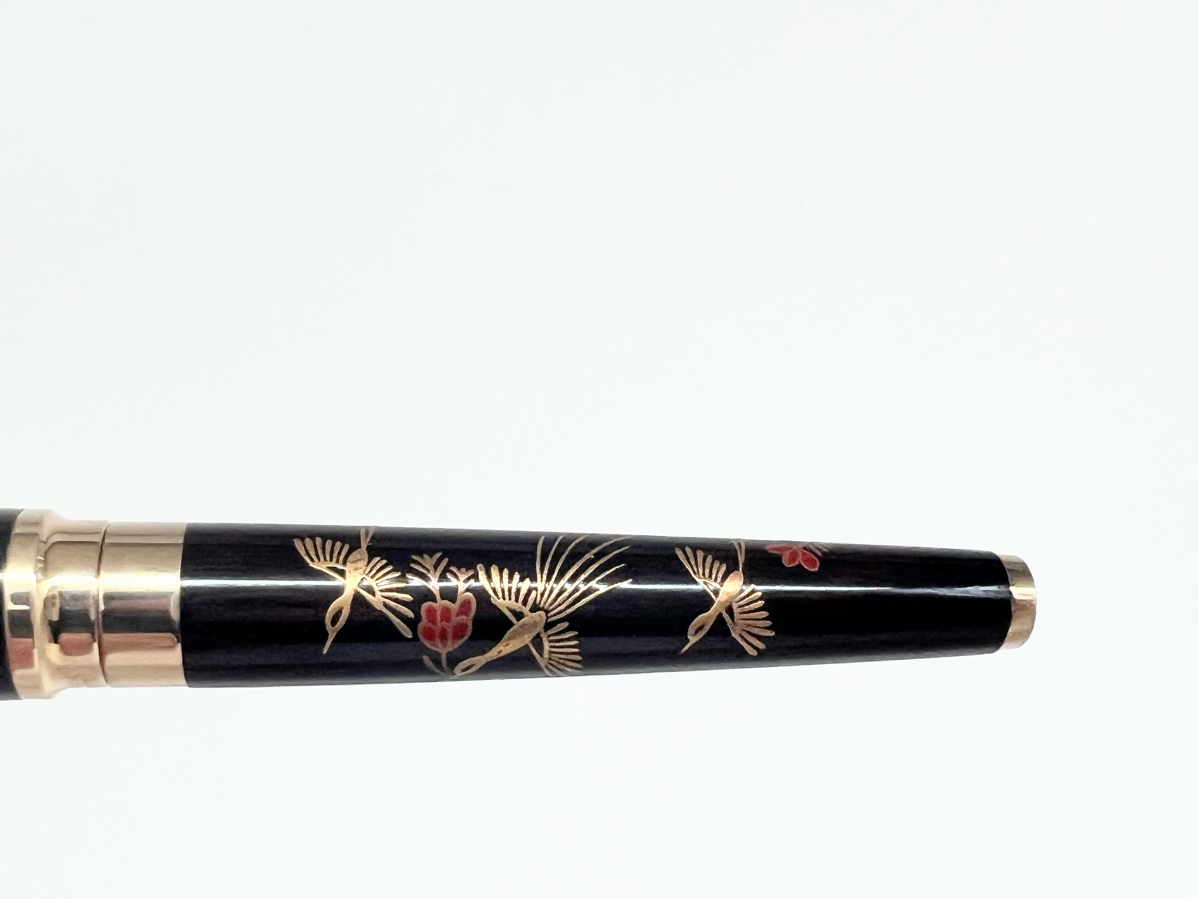 90s セーラー万年筆 黒檀 蒔絵 古代鳥 SAILOR （中字） 18K 02834