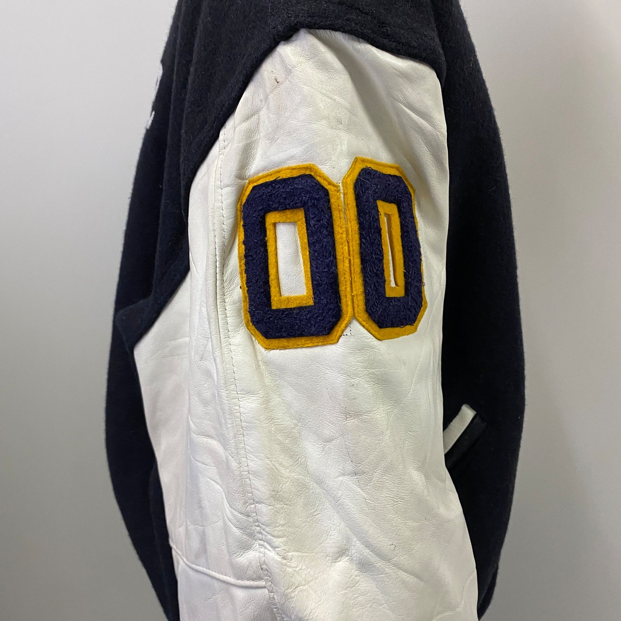 USA製 90年代 NEFF 袖レザー ウールスタジャン メンズxL 古着 ネフ 
