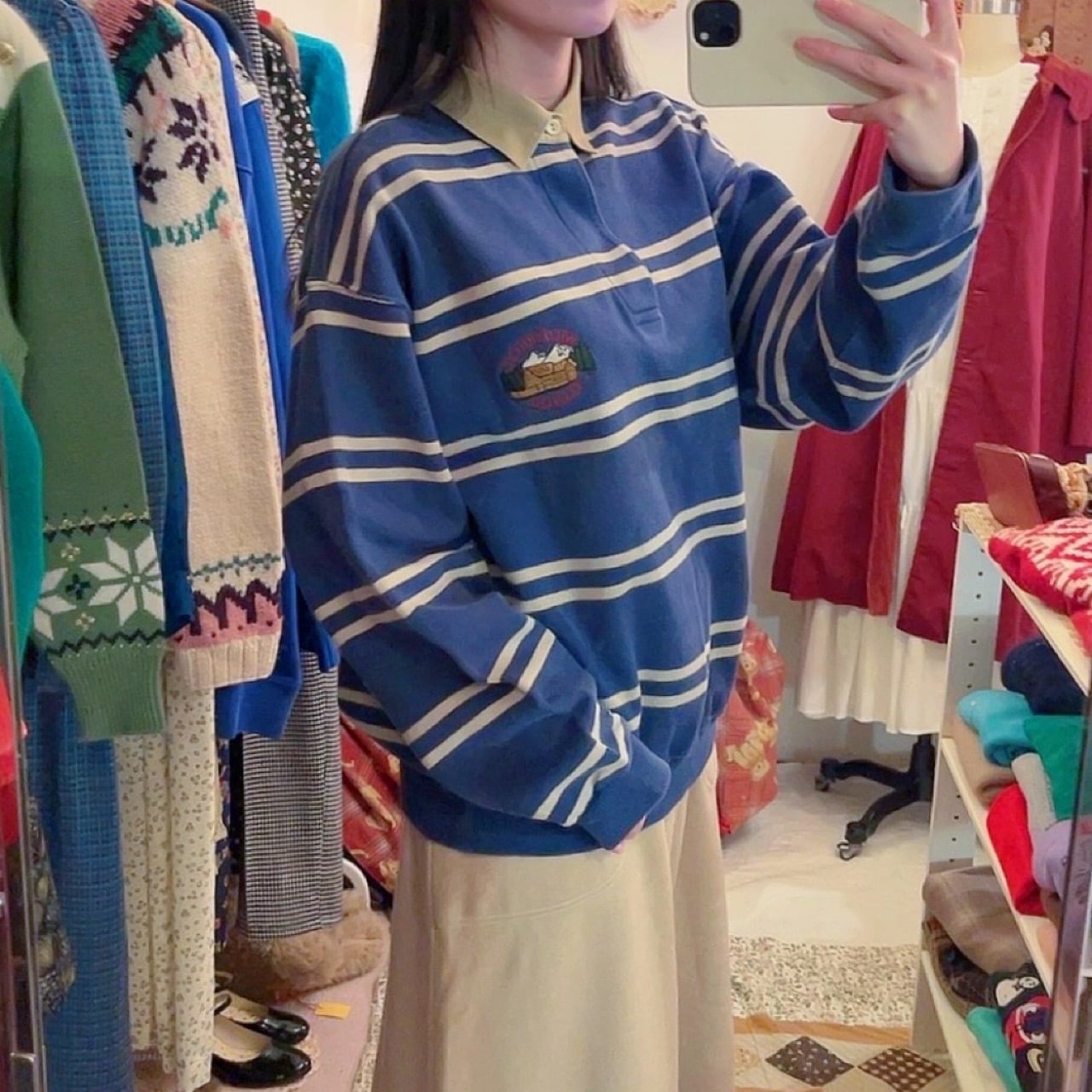 lodge embroidery rugger shirt