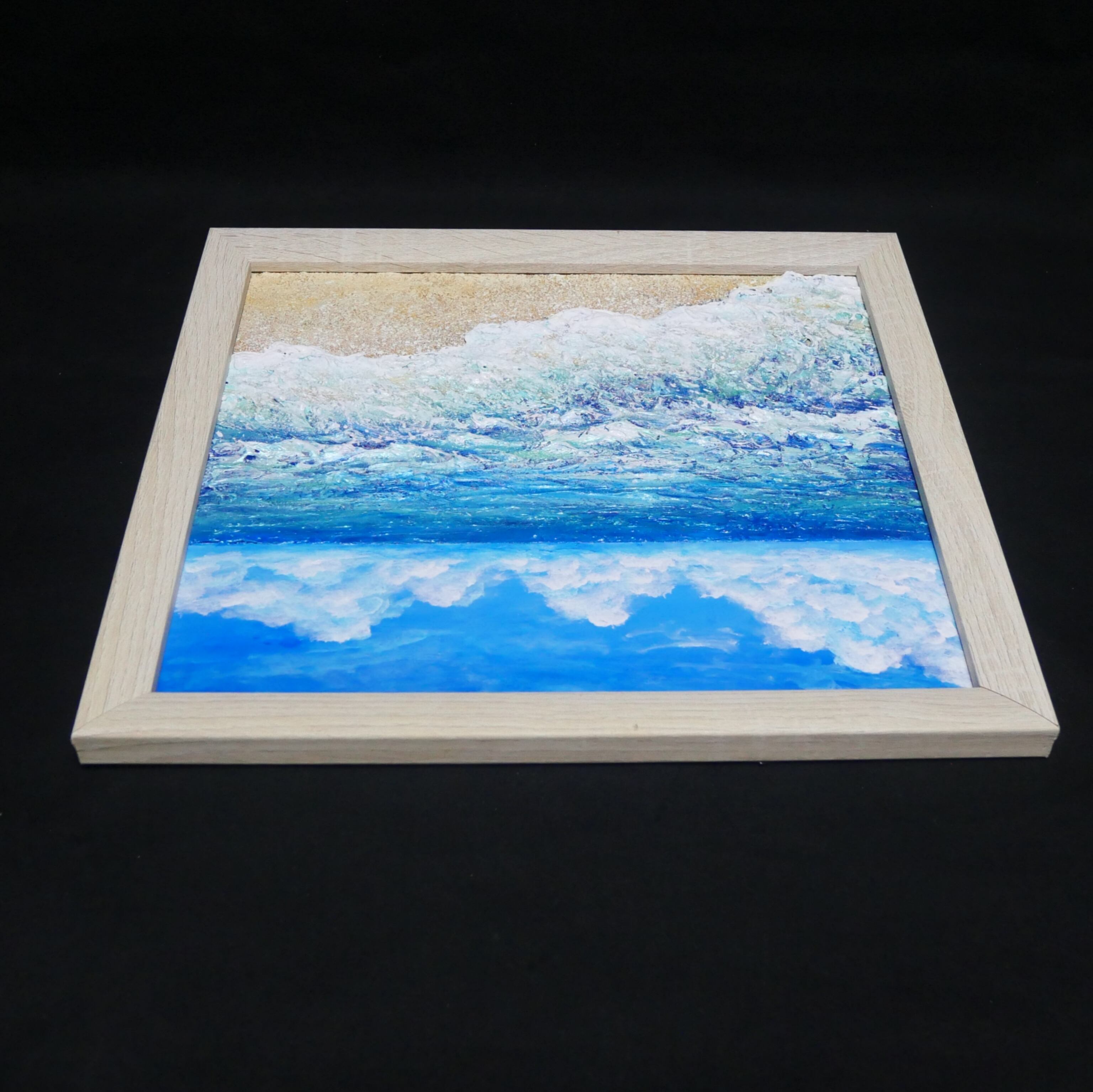 原画】油絵『潮騒の記憶』夏の海の立体アート 額装込み | HIROSHI1990