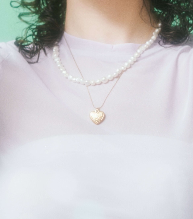 HEART &PEARL NECKLACE SET ゴールド