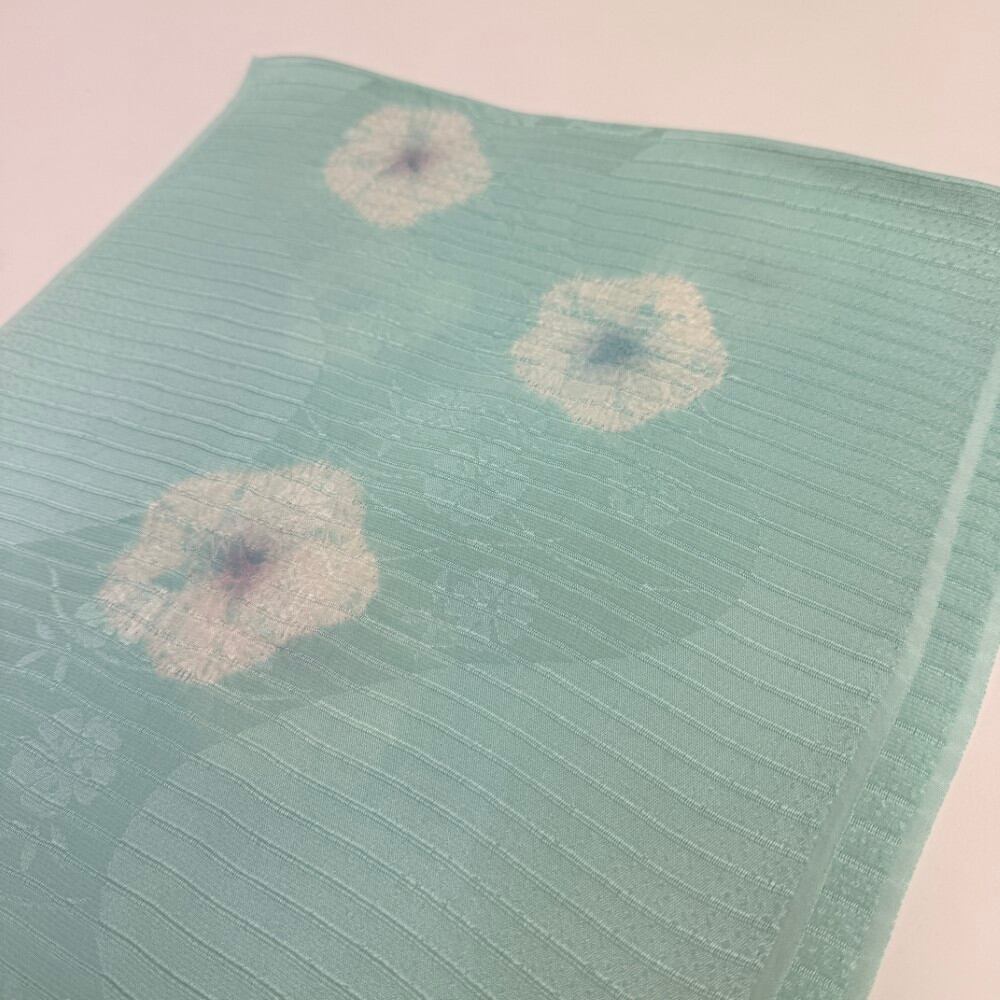 夏帯揚げ 新品 夏用 帯揚 水色 小紋 紬 訪問着 普段着用 礼装用 正絹 絹100% 和装小物 5758