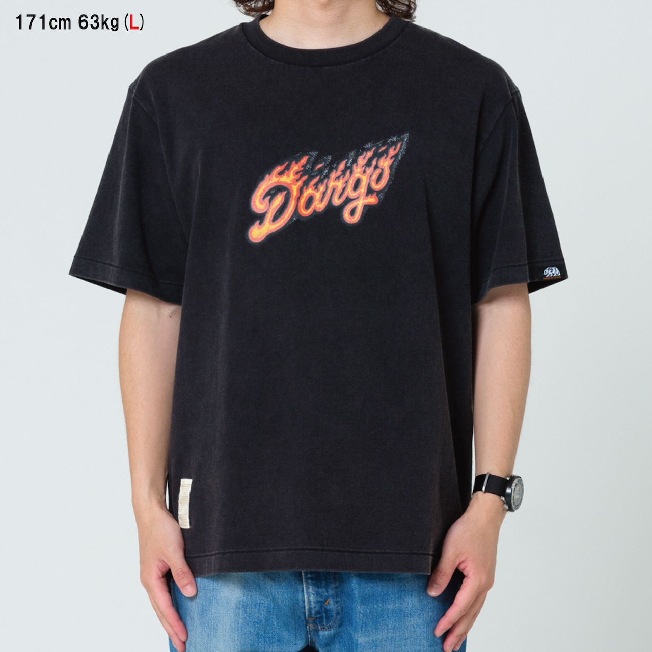 【DARGO】"FIRE LOGO" 6onz Sun Fade T-shirt(BLACK)