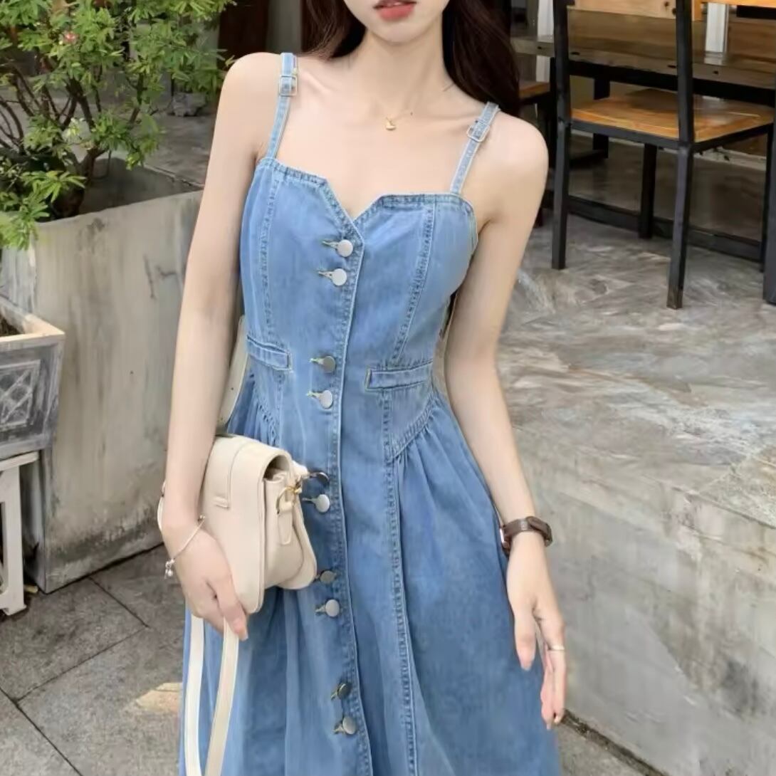 デニムAラインジャンパースカート