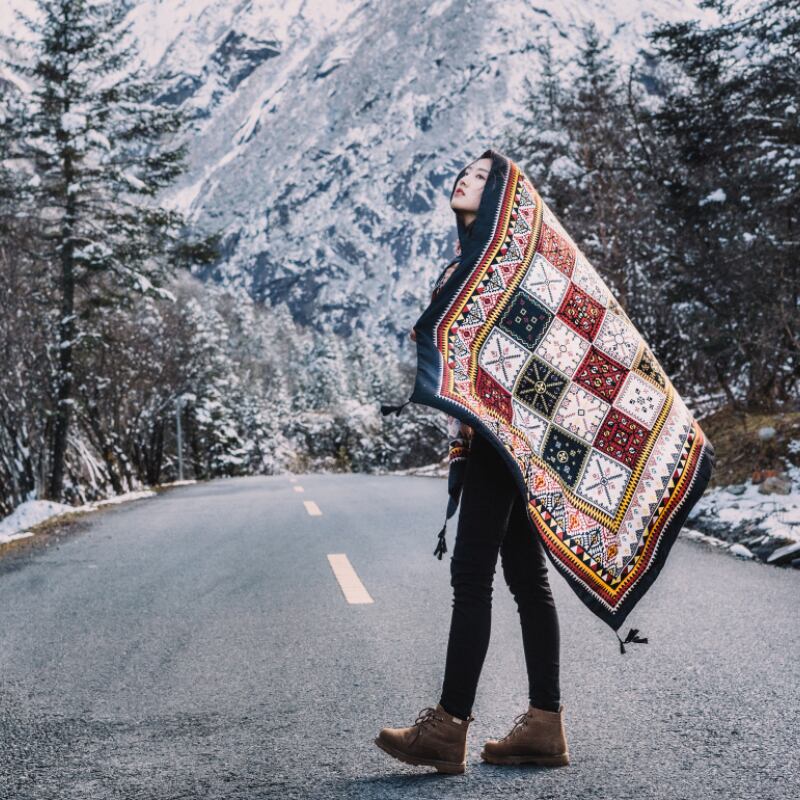 民族風ボヘミアンスカーフショールデュアルユース女性秋冬旅行poエクステンションマント、麗江、チベット ドリームホーストラベル婦人服17605240936