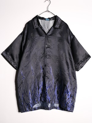tribal fire and dragon pattern glossy s/s shirt