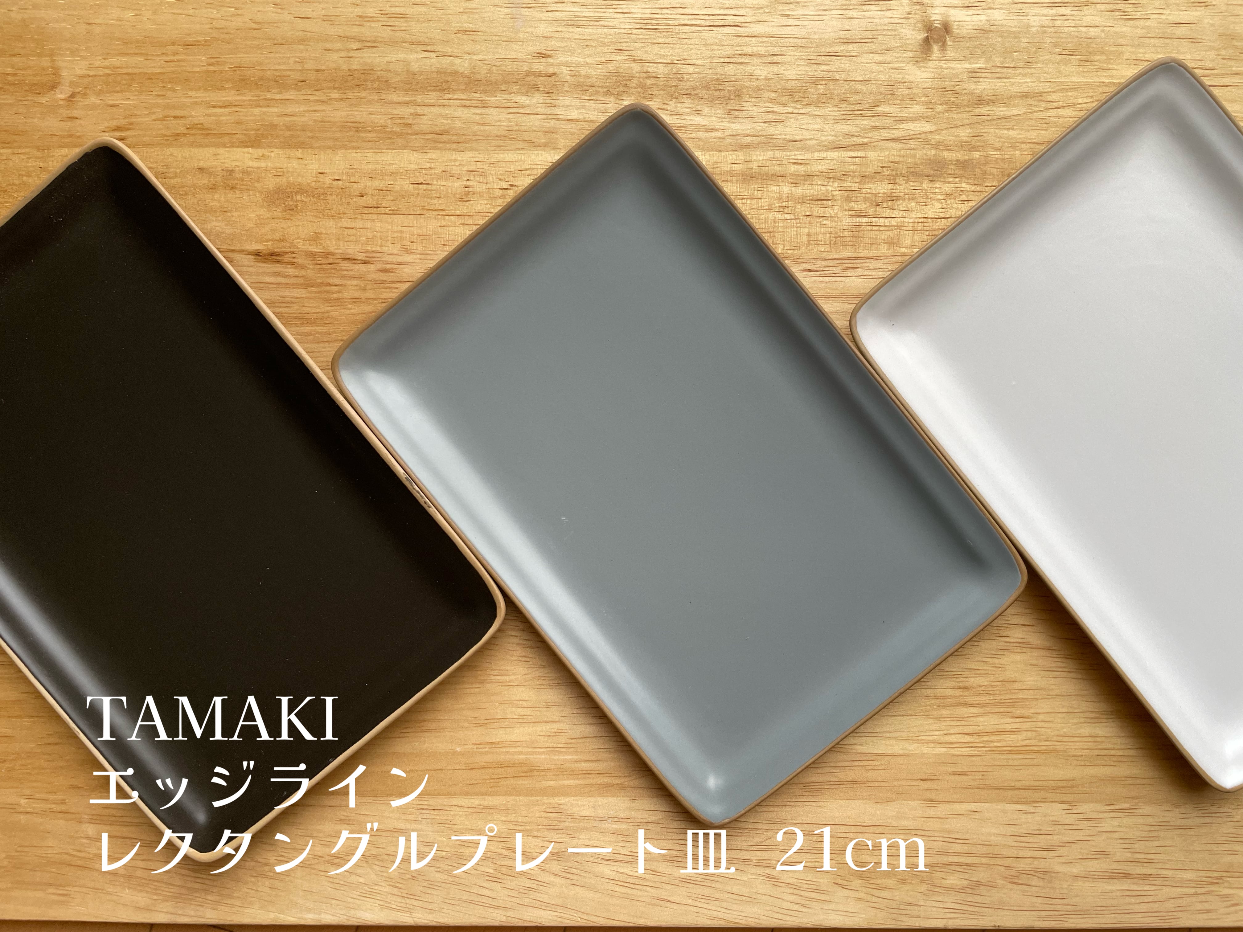 TAMAKI エッジライン カフェごはん　レクタングルプレート皿　長四角　北欧くすみカラー ギフト 全3色