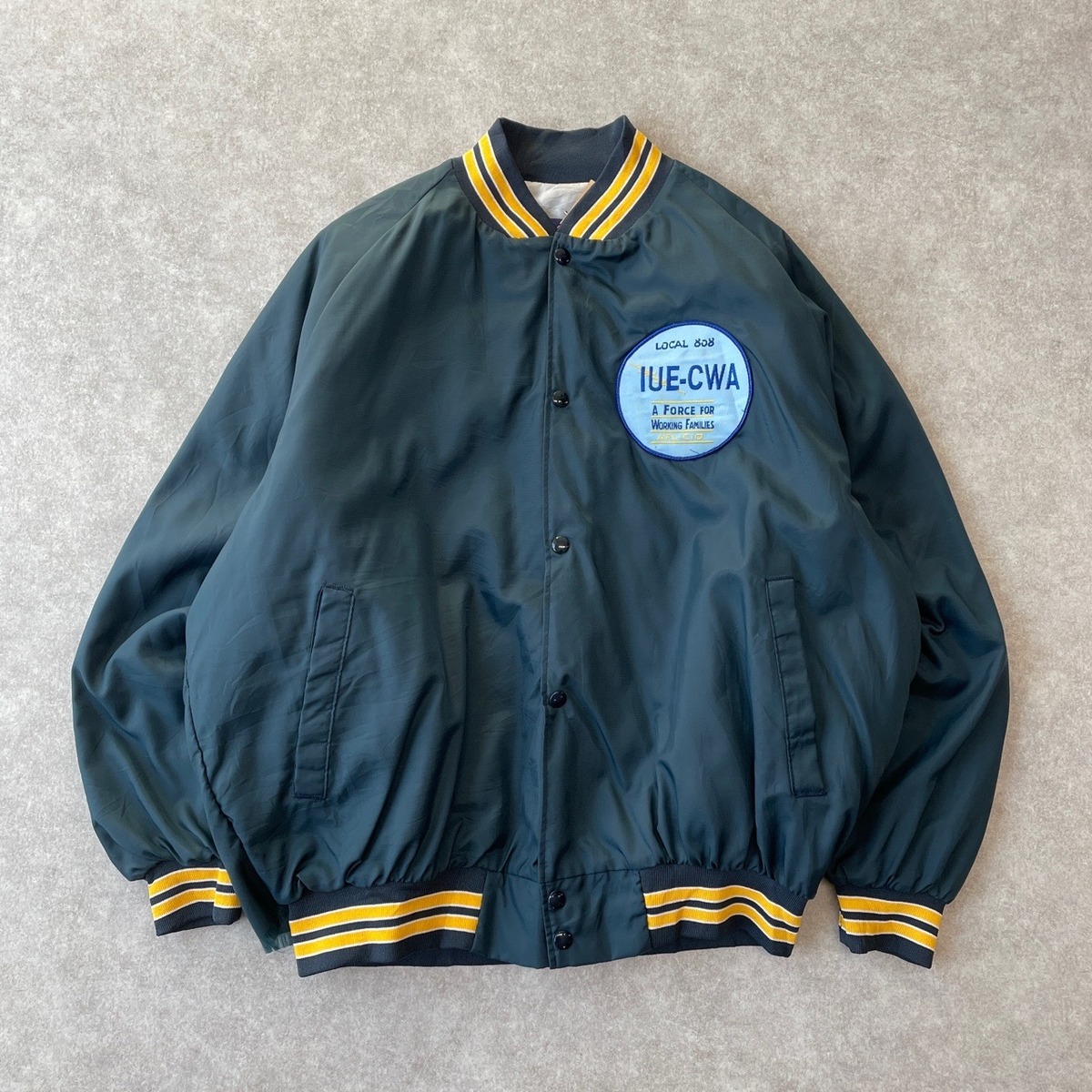 90s USA製 ワッペン付き ナイロン スタジャン 古着 ヴィンテージ 90 