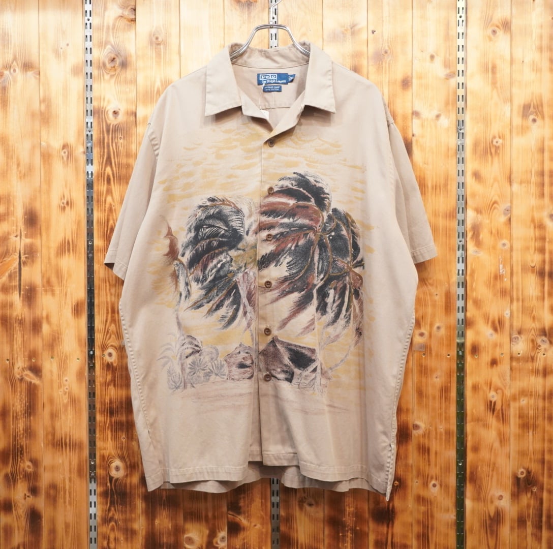 90s ラルフローレン　オープンカラーシャツ　パームツリー　vintage 90s ralphlauren オープンカラーシャツ XL/vintage camp パームツリー