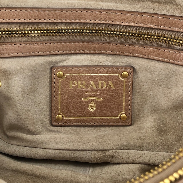 PRADA プラダ ショルダーバッグ ブラウン フロントロック レザー チェーン vintage ヴィンテージ オールド gkm4zp