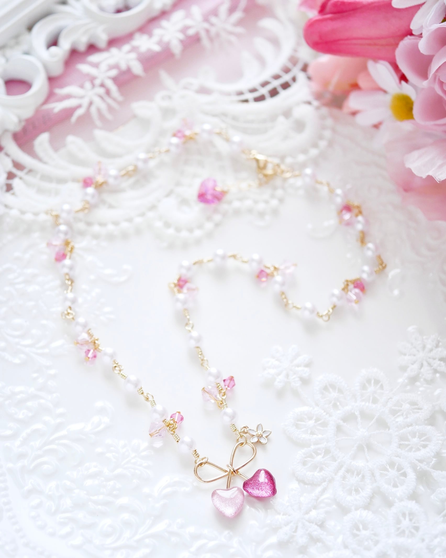 8605 スウィートハートビジューネックレス | Amooo