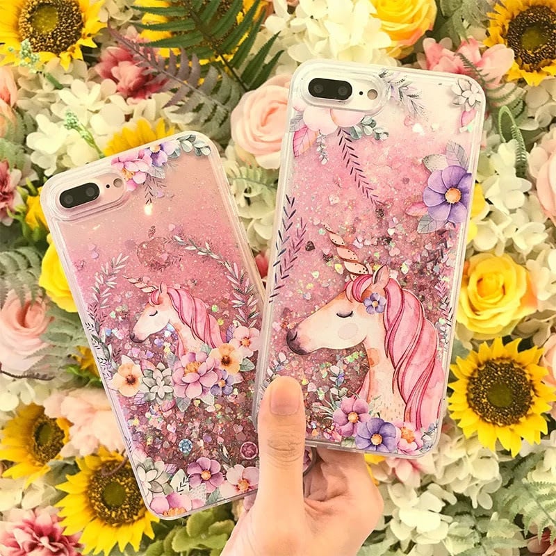 ユニコーンiPhoneケース キラキラ流れるラメ入り | LILIANA
