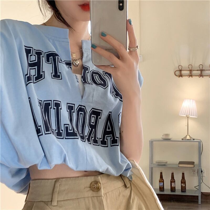 プリントTシャツ サマーショートルーズトップス 夏物 ブラックストロベリース58706788493