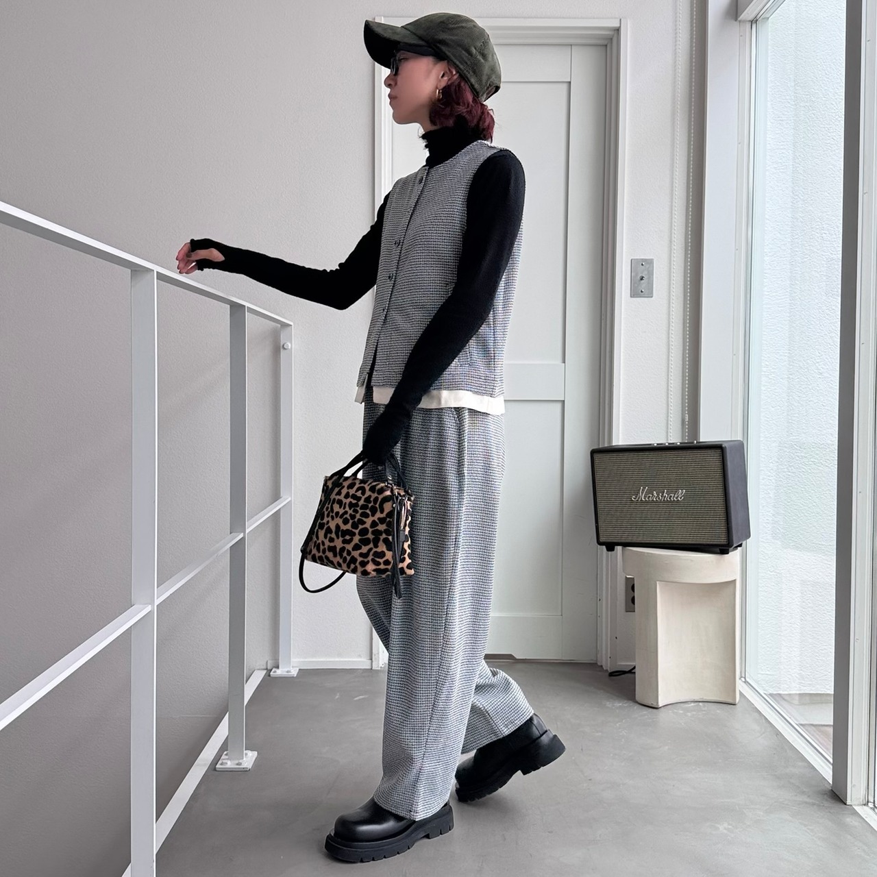 MIXツイードノースリvest/グレー