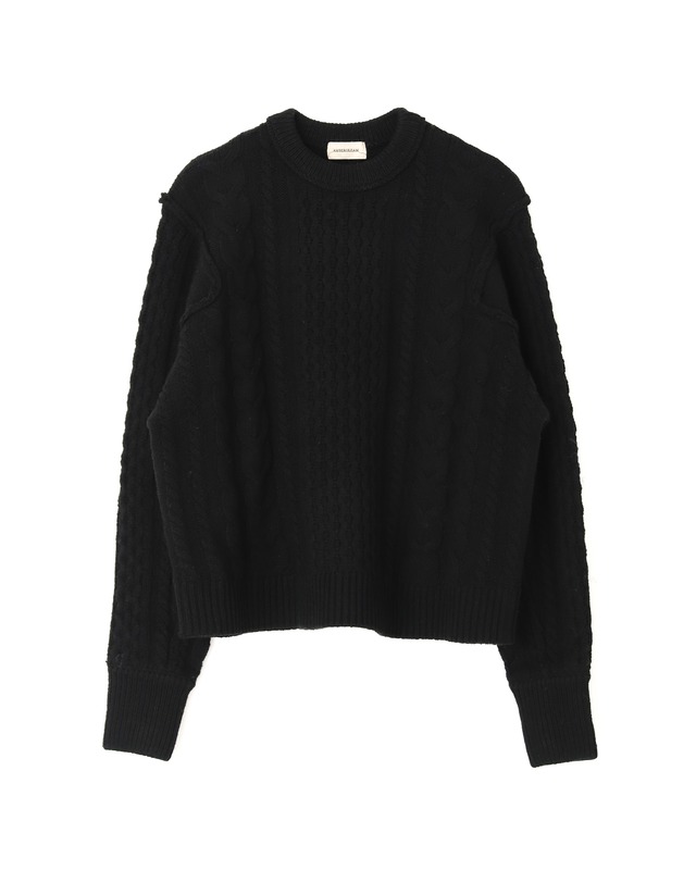 【ECO SAMPLE】Boucle Cable Wide Sweater / Black