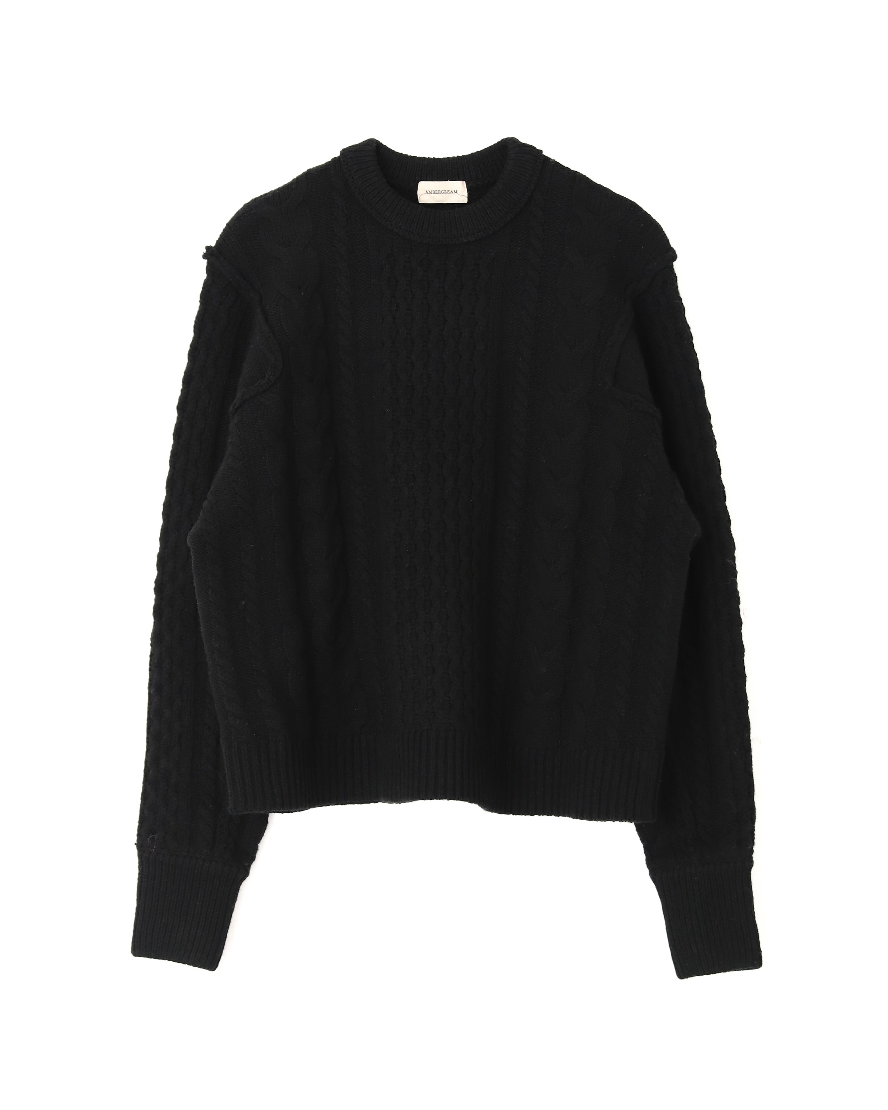 【ECO SAMPLE】Boucle Cable Wide Sweater / Black