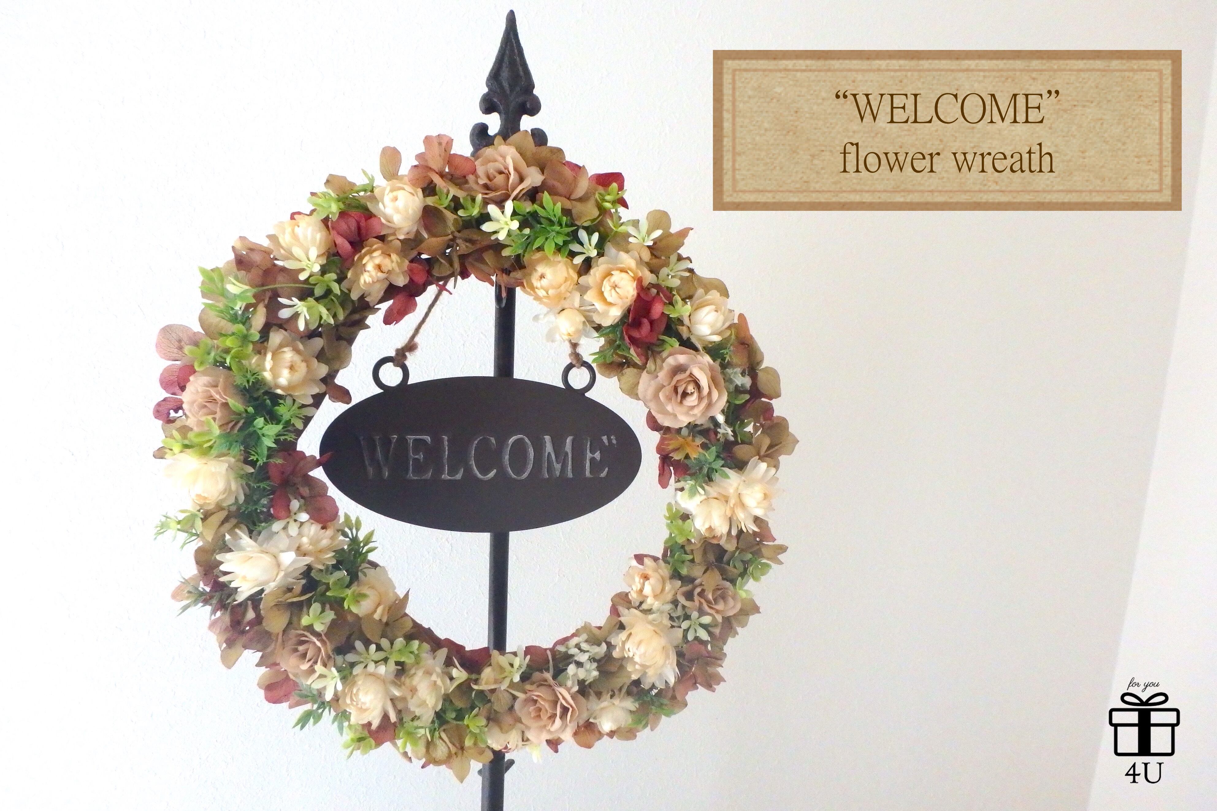 Welcome フラワーリース プリザーブドフラワー インテリア フラワーリース 4u