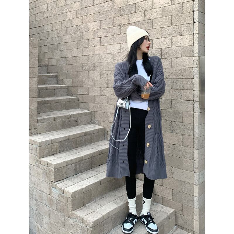 スタンダードセーター ジャケット レディースオータムウィンタールーズニットカーディガンVネックトップス レトロ 秋物 冬物 ガールズファッション14311969795