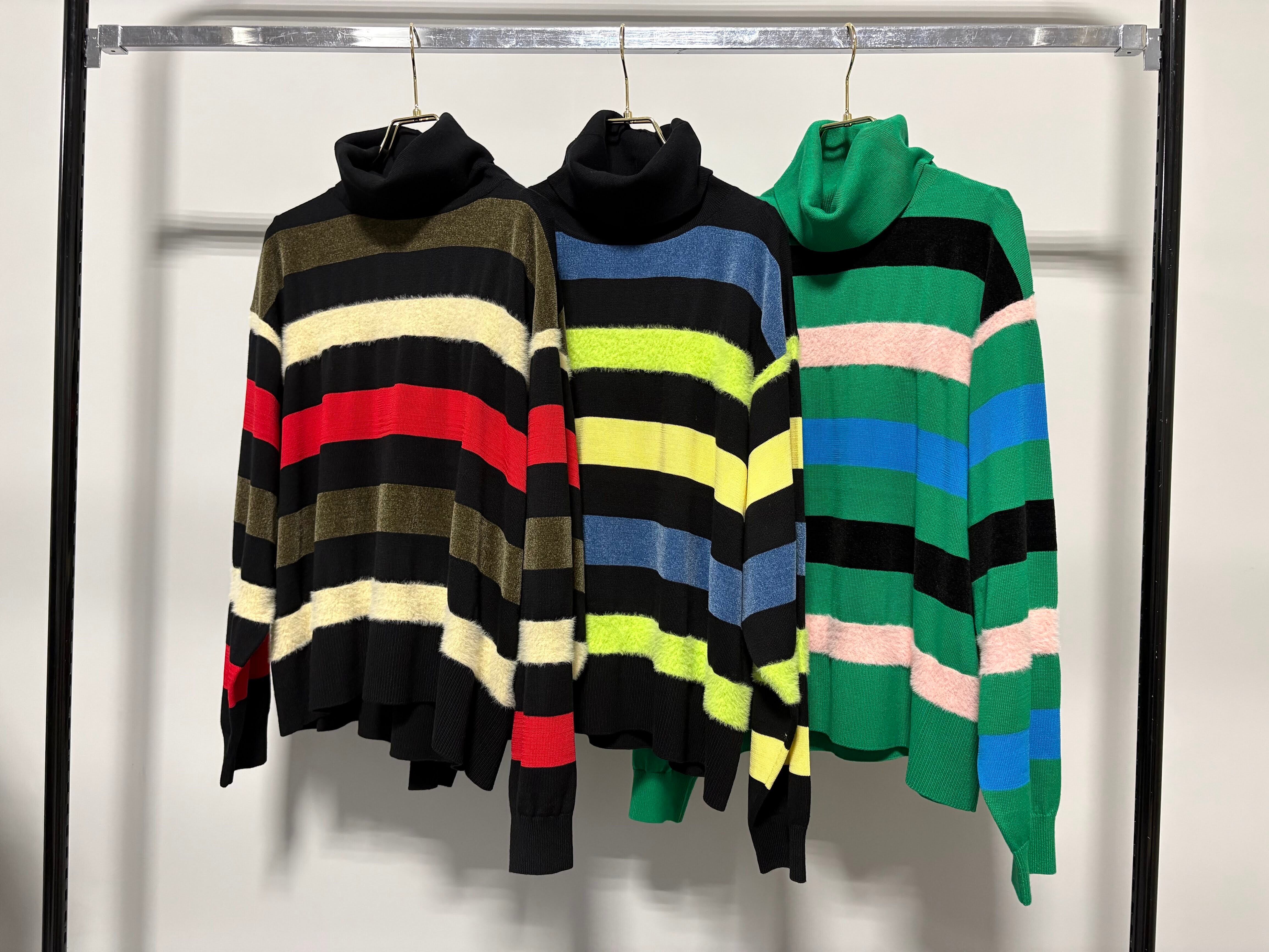 【10/上旬〜下旬入荷次第お届けのご予約】 MARGAUX VINTAGE/マルゴーヴィンテージ 異素材ボーダータートルニット